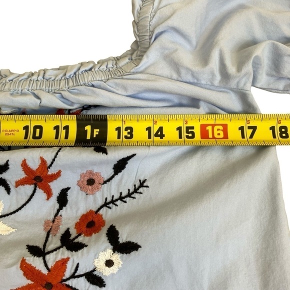 Sky and Sparrow Boho Off-the-Shoulder Floral Embroidered Mini Dress in Blue Sz S - Picture 14 of 16